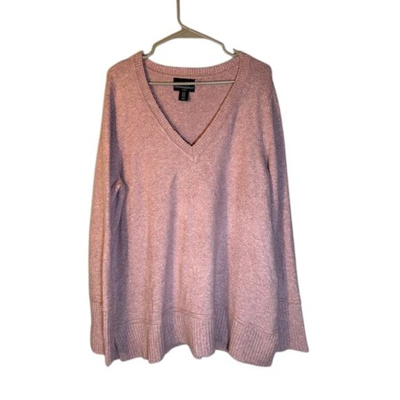 Cynthia Rowley Pink Wool Blend V-Neck Long Sleeve Stylish Sweater Women Sz 1X - Picture 1 of 8